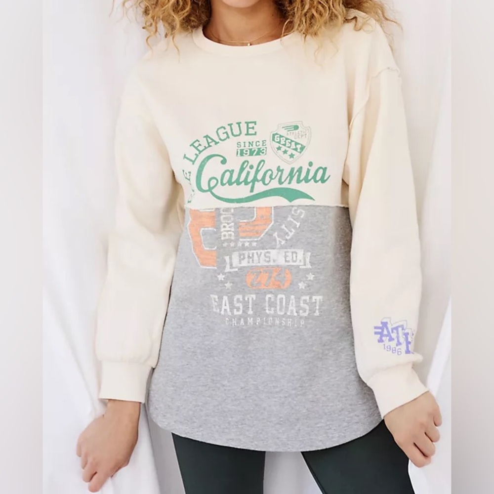 Anthropologie Maeve Maizie Top Varsity Oversized Sweatshirt